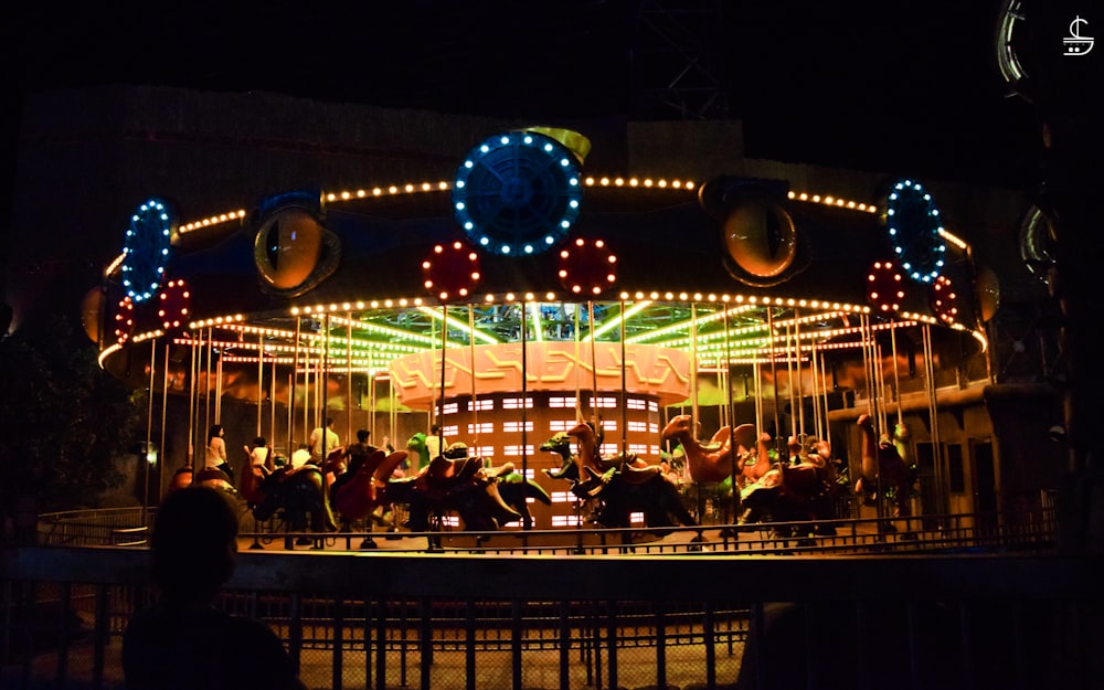 orange carousel during nighttime