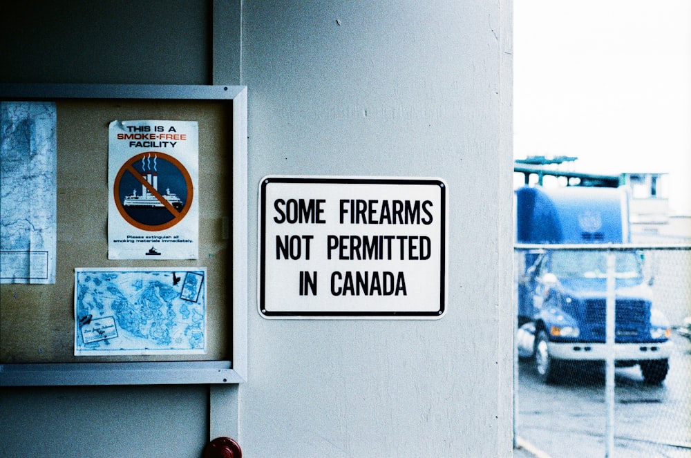 some firearms not permitted in Canada sign