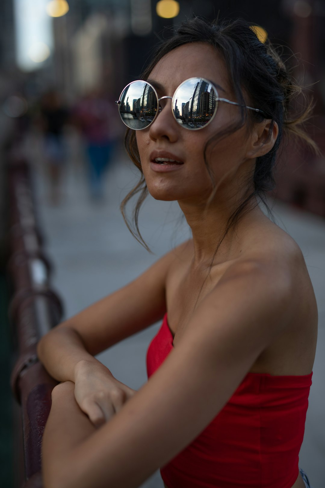 woman wearing black sunglasses
