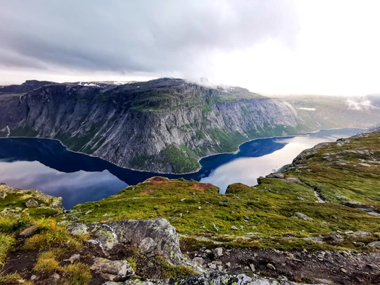 blue lake between lands