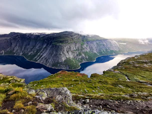 blue lake between lands