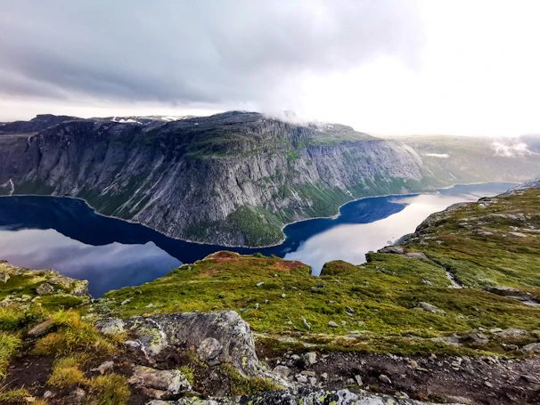 blue lake between lands