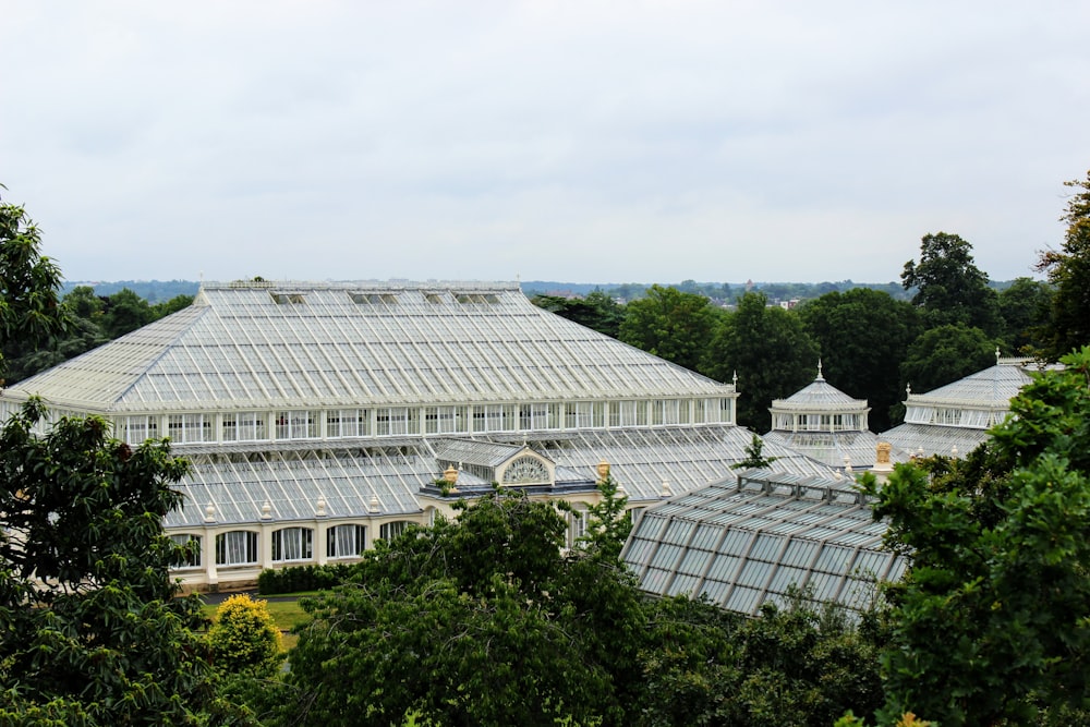 aerial photography of white building surrounded by green trees during daytime