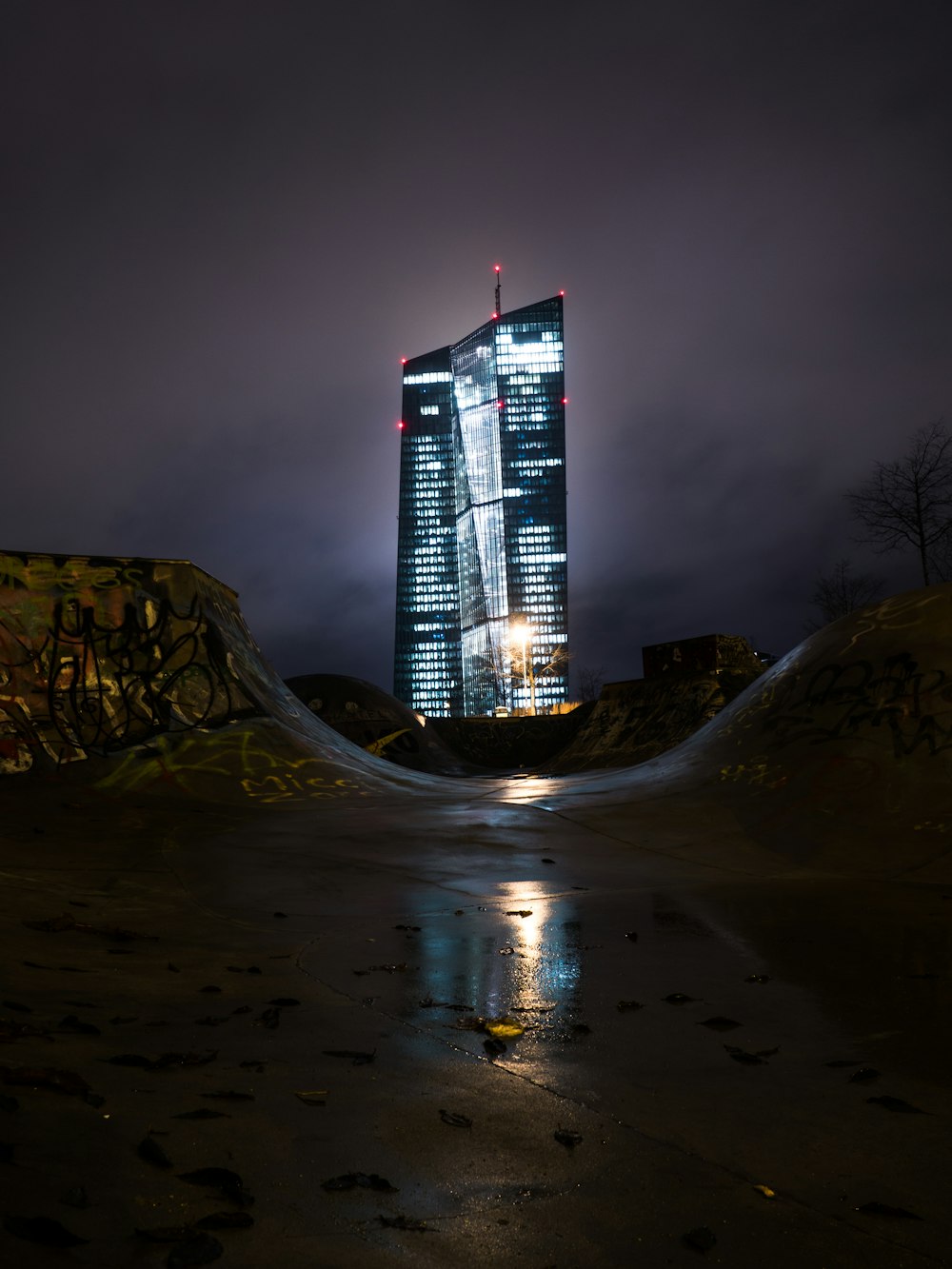 high-rise building under gray sky