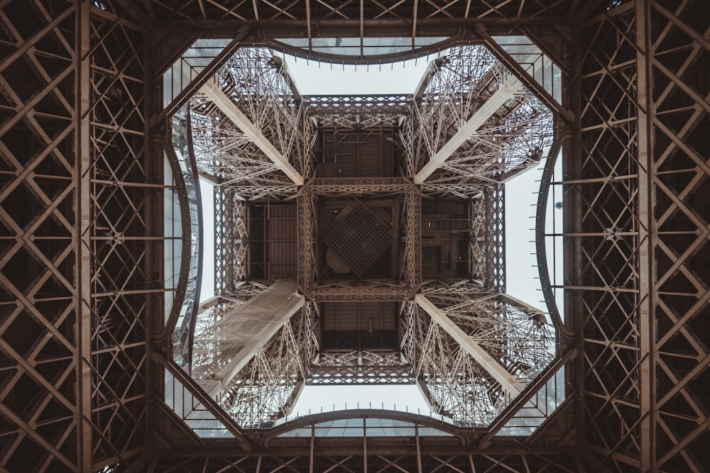 high-angle photography of steel frame