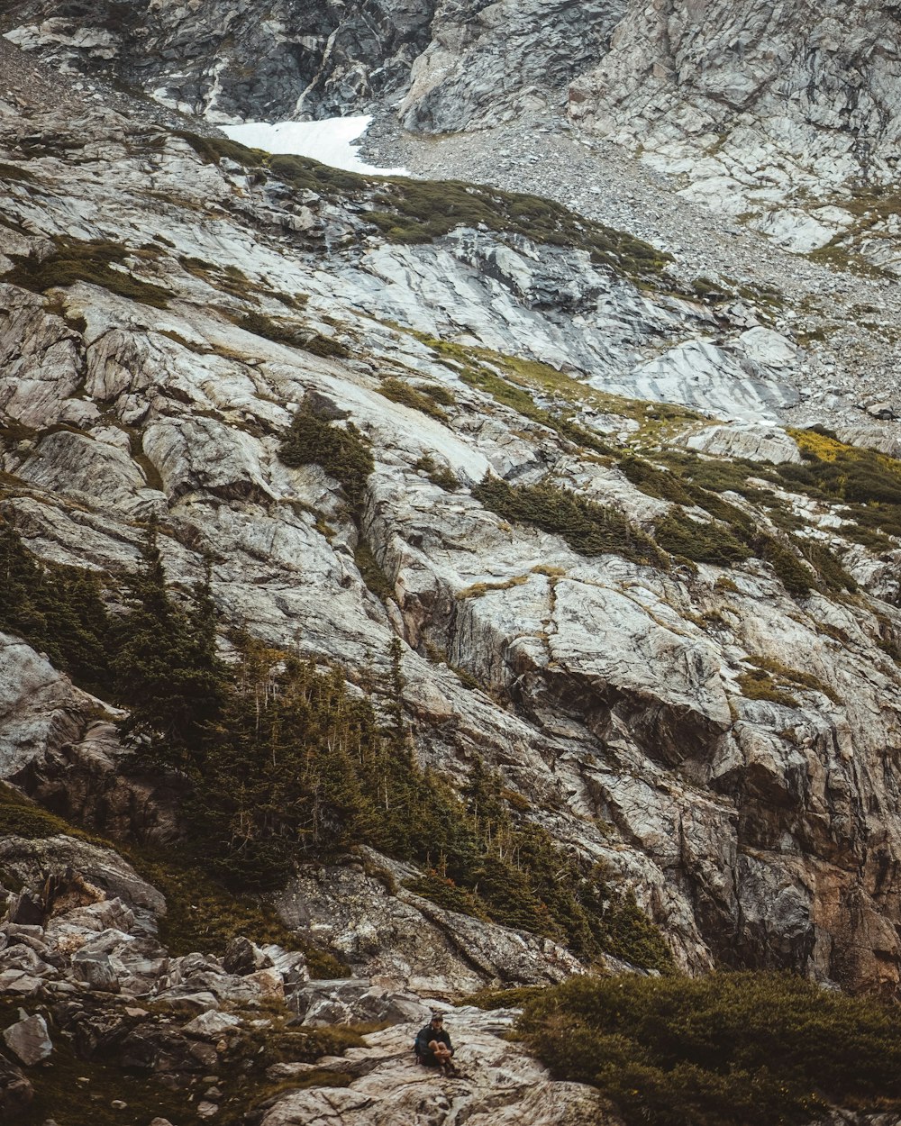 man by the side of a gray mountain