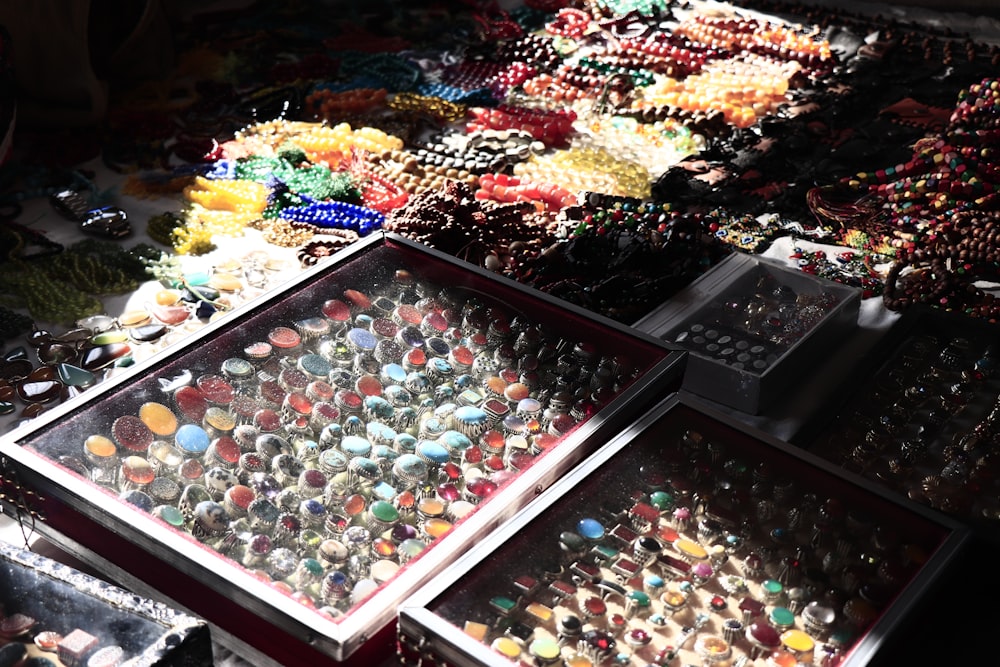 displayed rings and jewelries