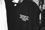 black and white crew-neck shirt