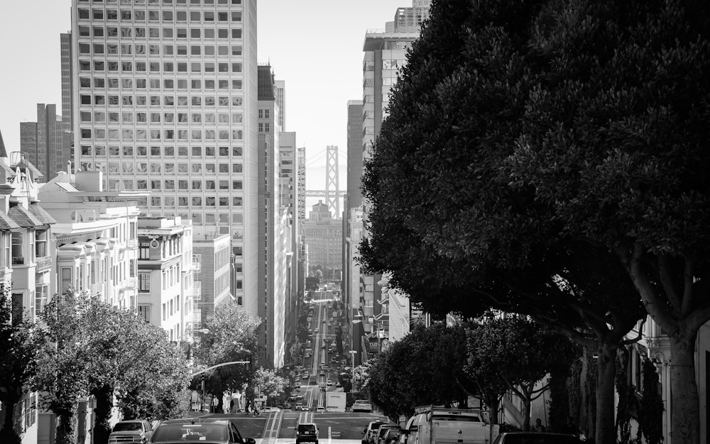 grayscale photography of vehicle traveling on road during daytime