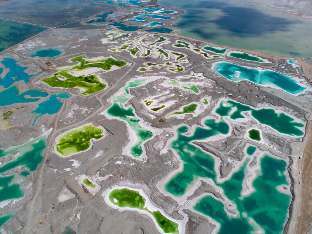 aerial view of blue and green body of waters