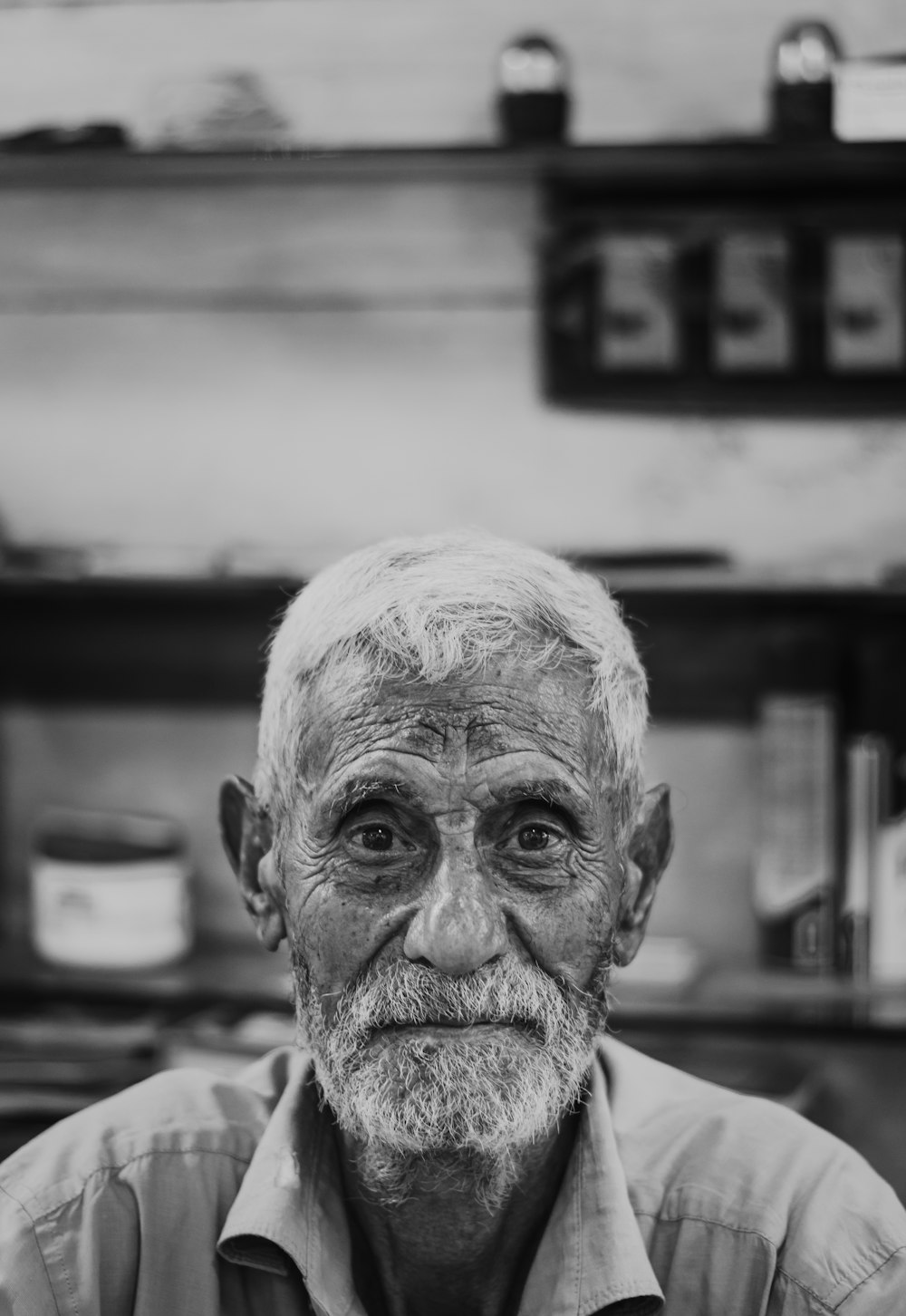 man wearing collared top