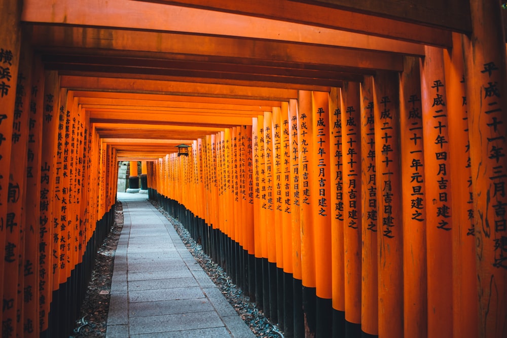 orange wooden arch