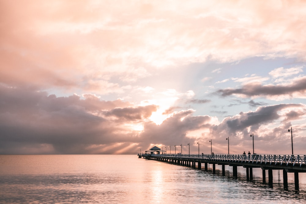 silhouette photography of dock