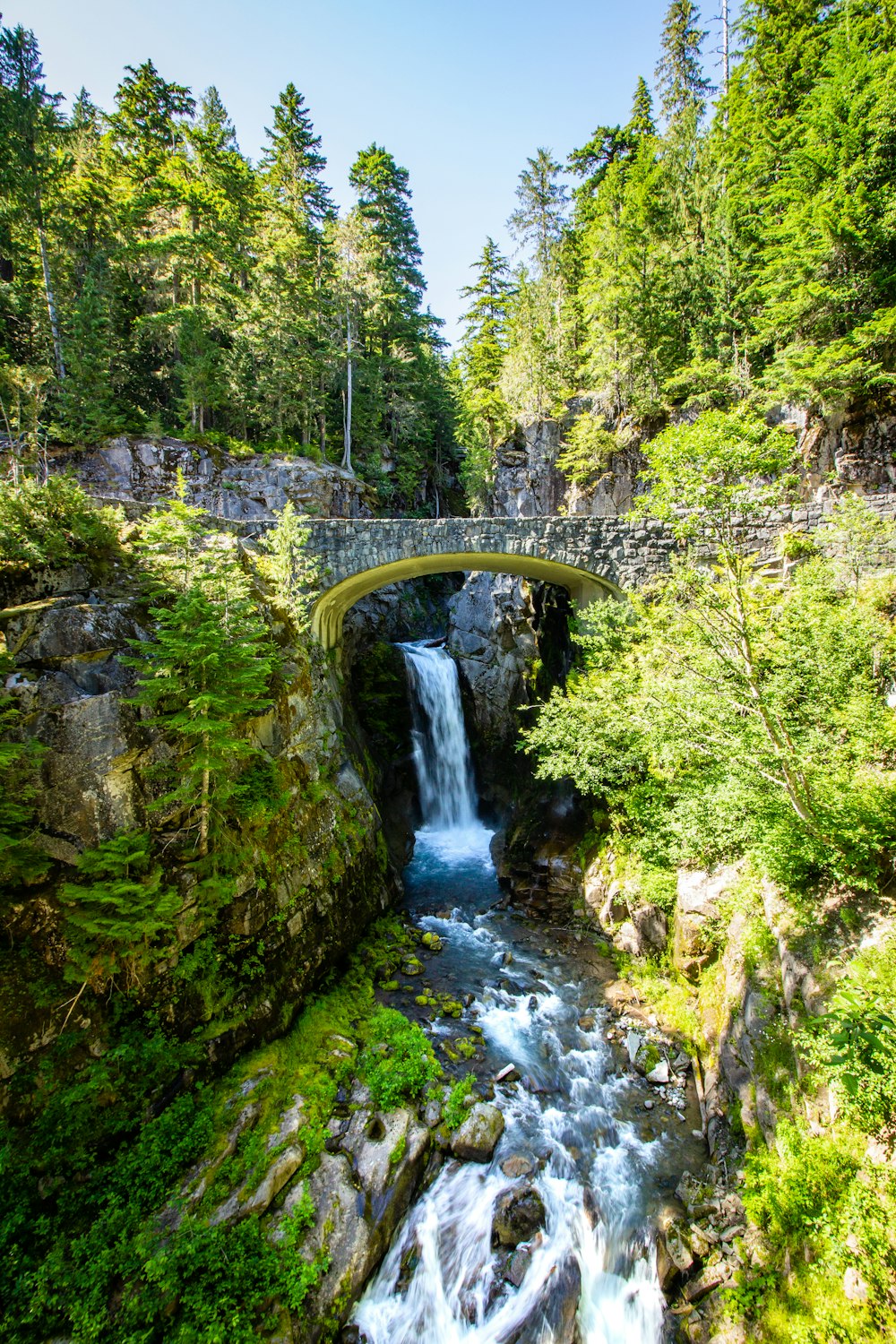 time-lapse photography of flowing waterfall