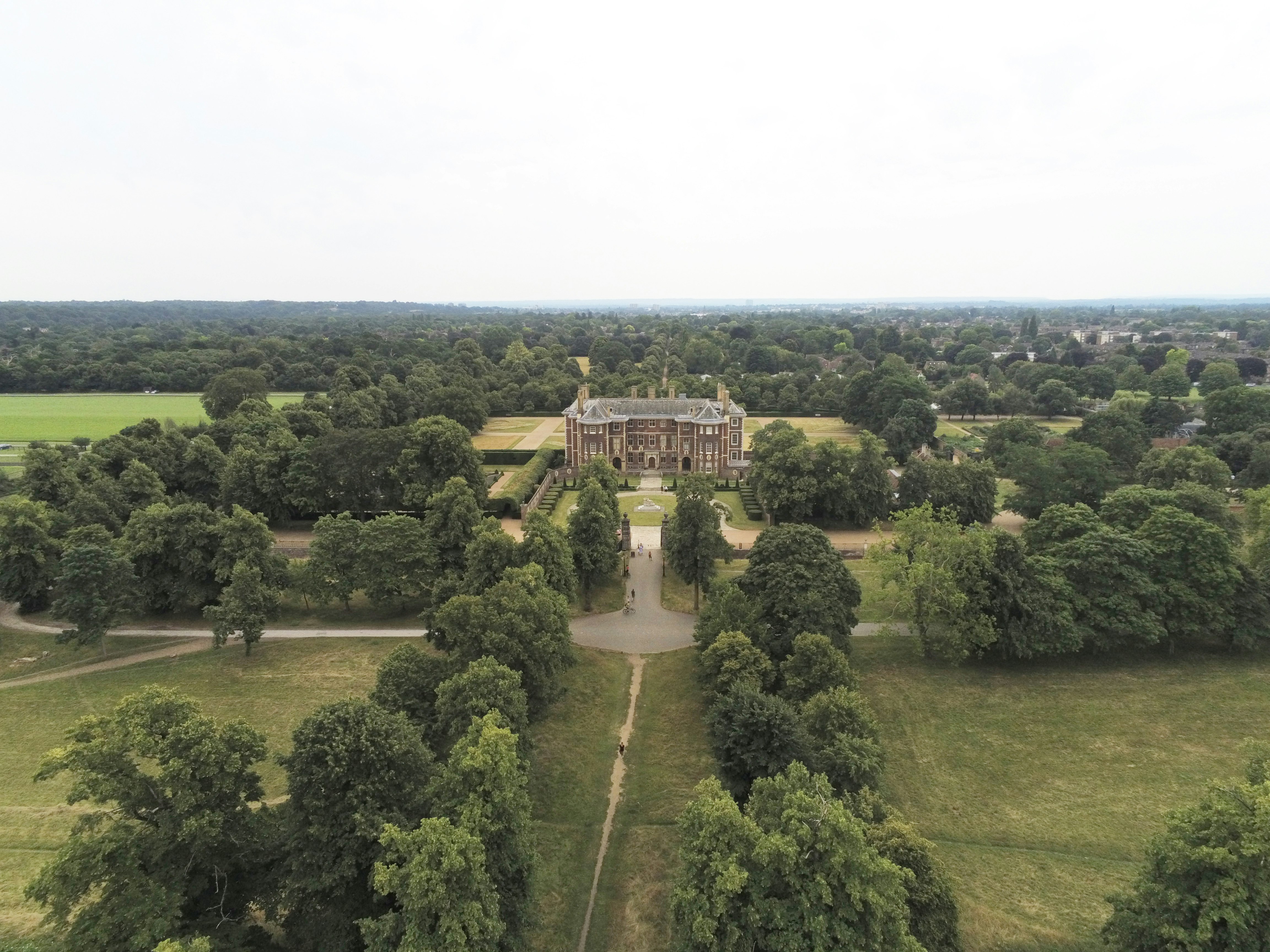 aerial photography of a mansion surrounded by trees
