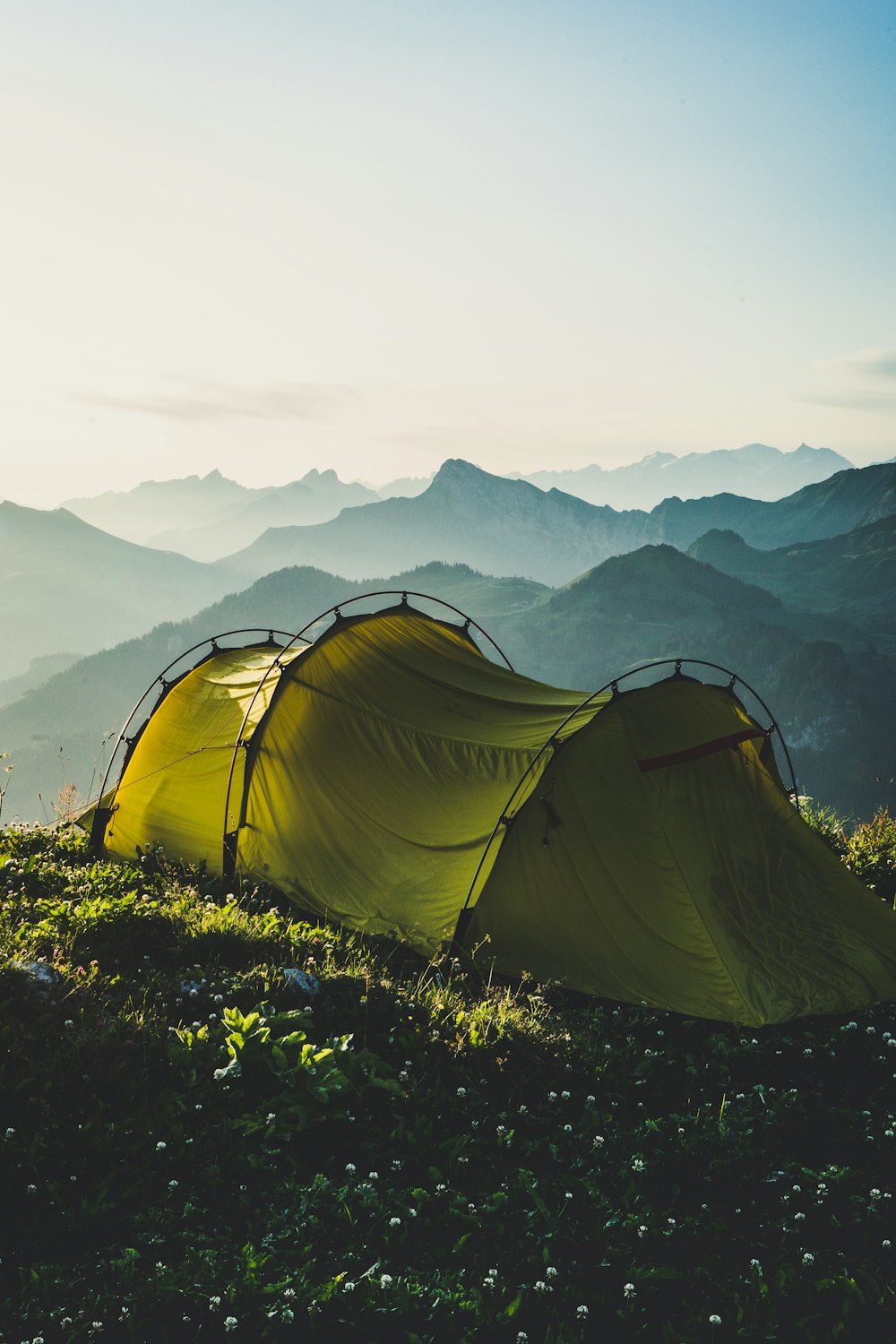 yellow tent during daytime