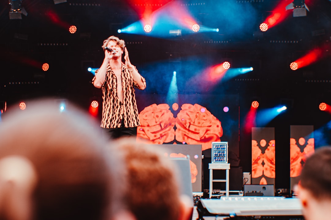 man singing in stage