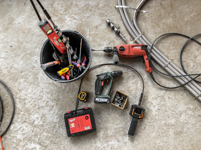 red corded hand drill