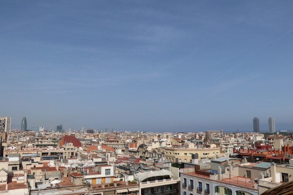 aerial view of buildings under blue sky