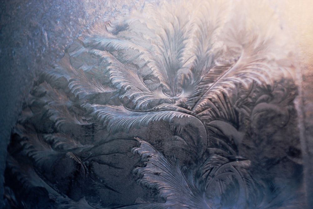 a close up of a frosted glass window