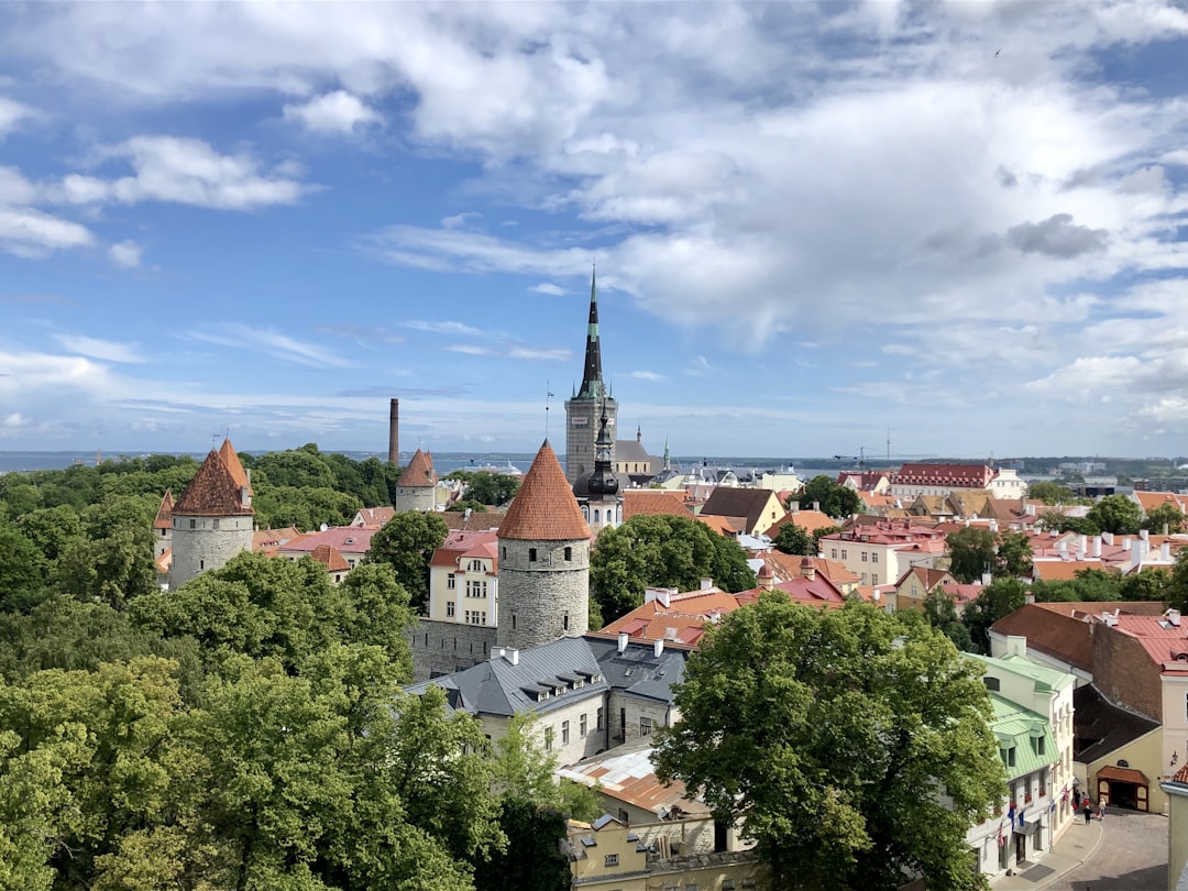 aerial photo of city building, View of the skyline of Old Town Tallinn