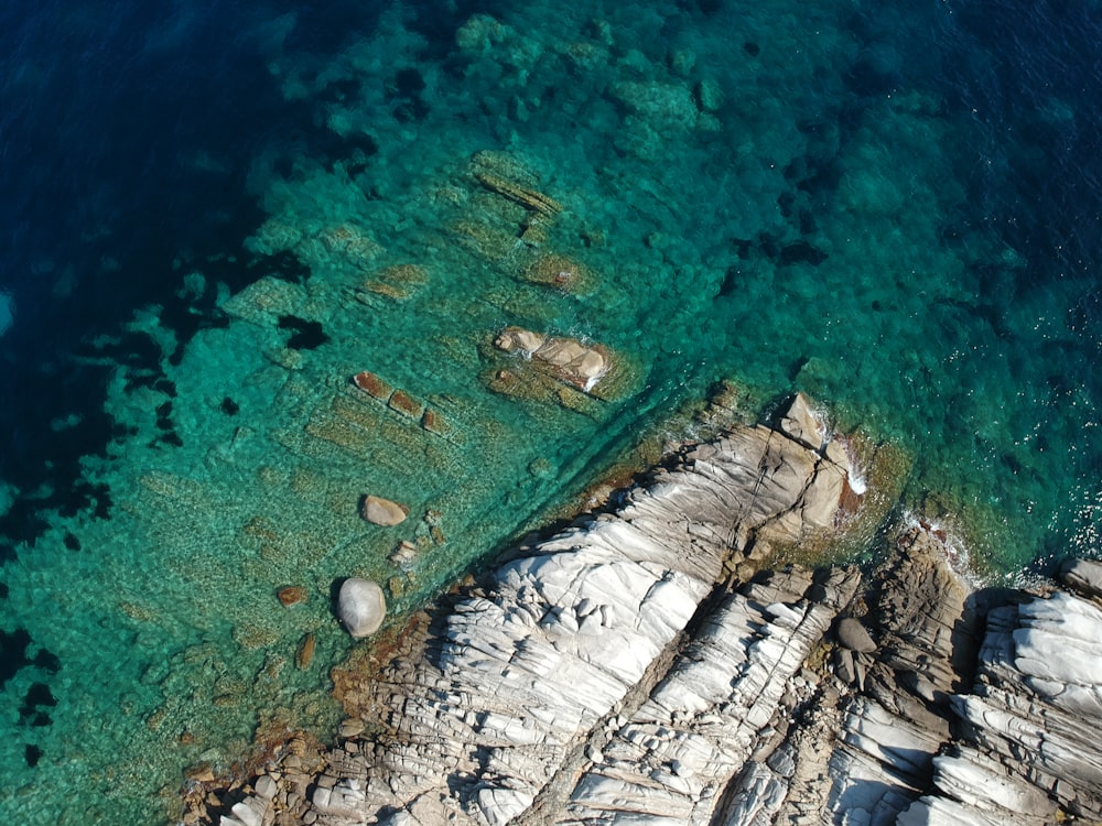 high angle photo of seashore