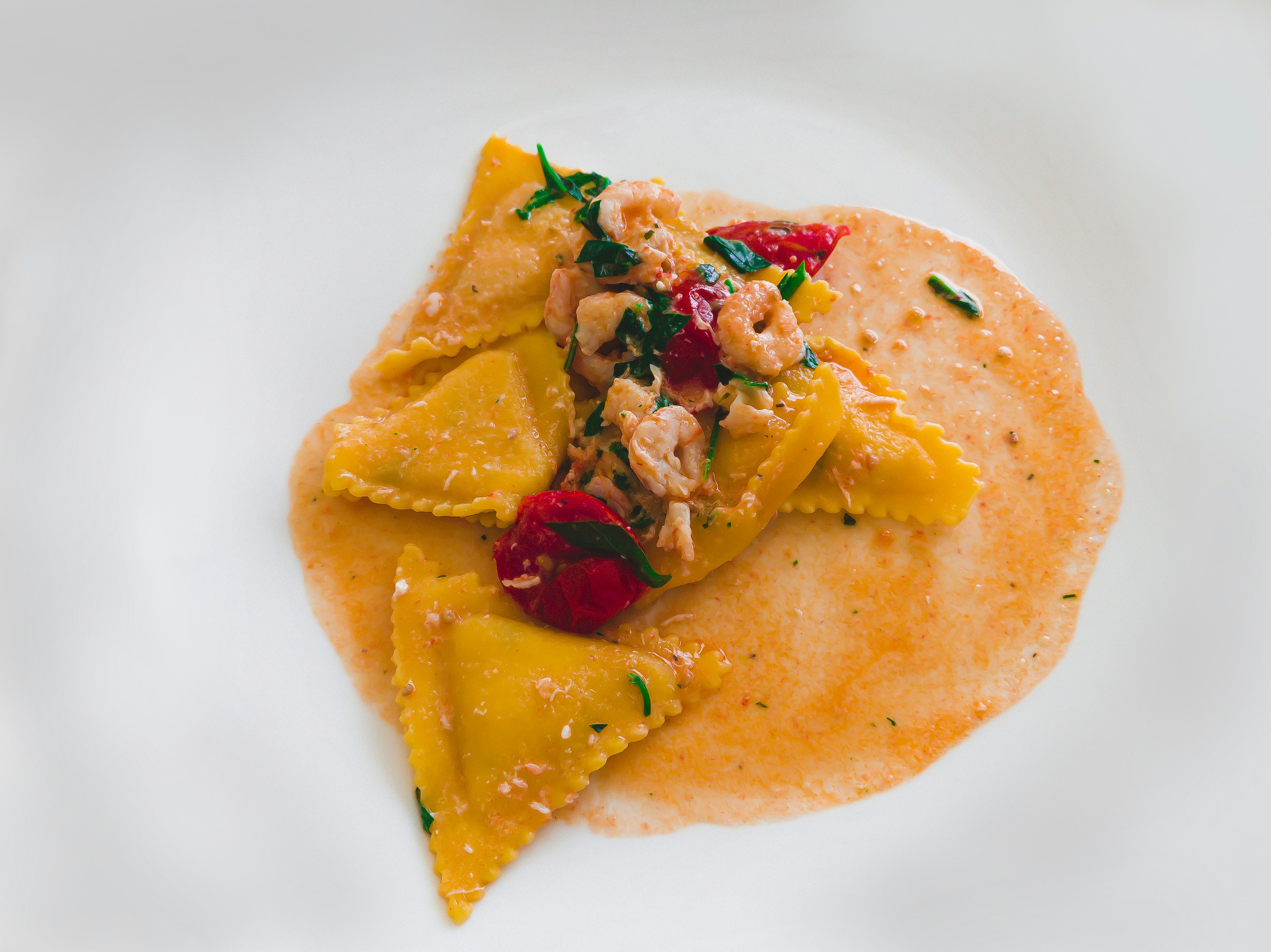 Wild Mushroom Peppercorn Ravioli in creamy sauce