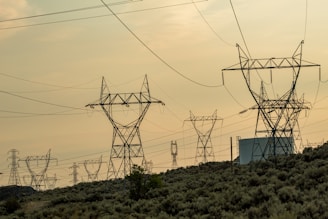 silhouette of electric utility post