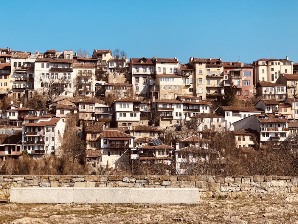 white and brown houses under blue sky