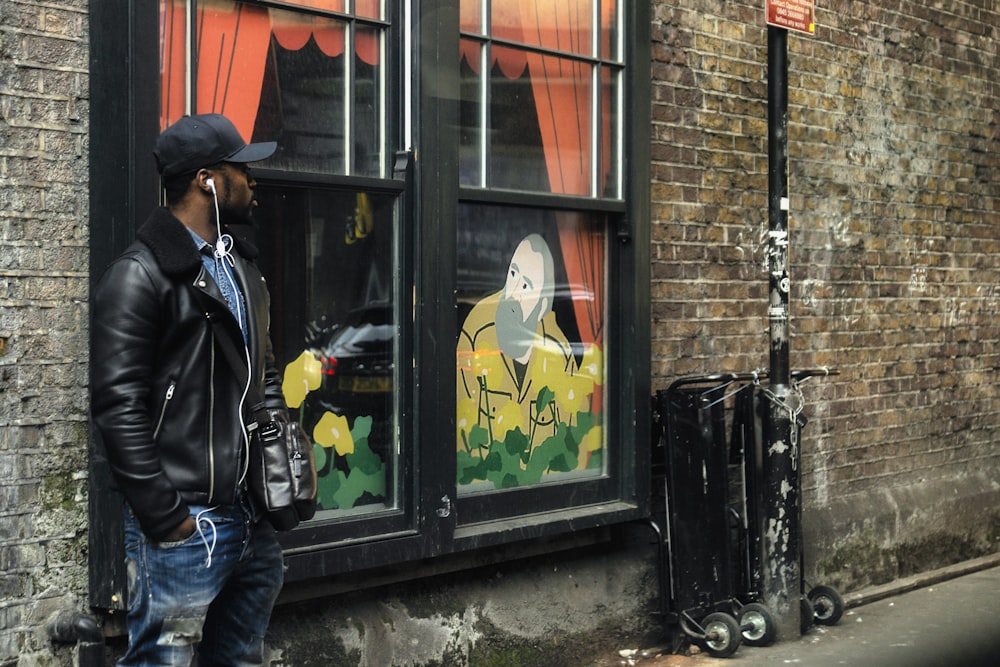 person standing near window