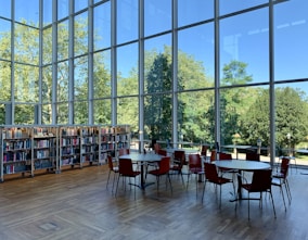 three round white wooden tables