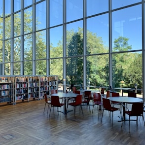 three round white wooden tables