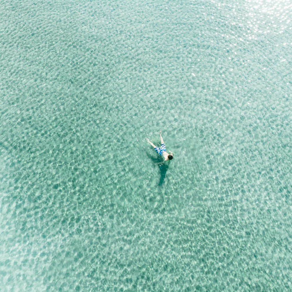 aerial photography of man in body of water during daytime
