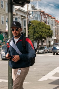 A person using the Navisight wearable device navigating a busy Indian street with confidence.
