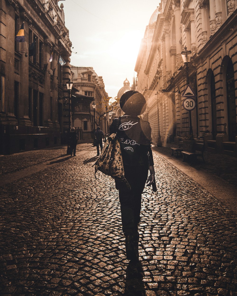 unknown person walking outdoors