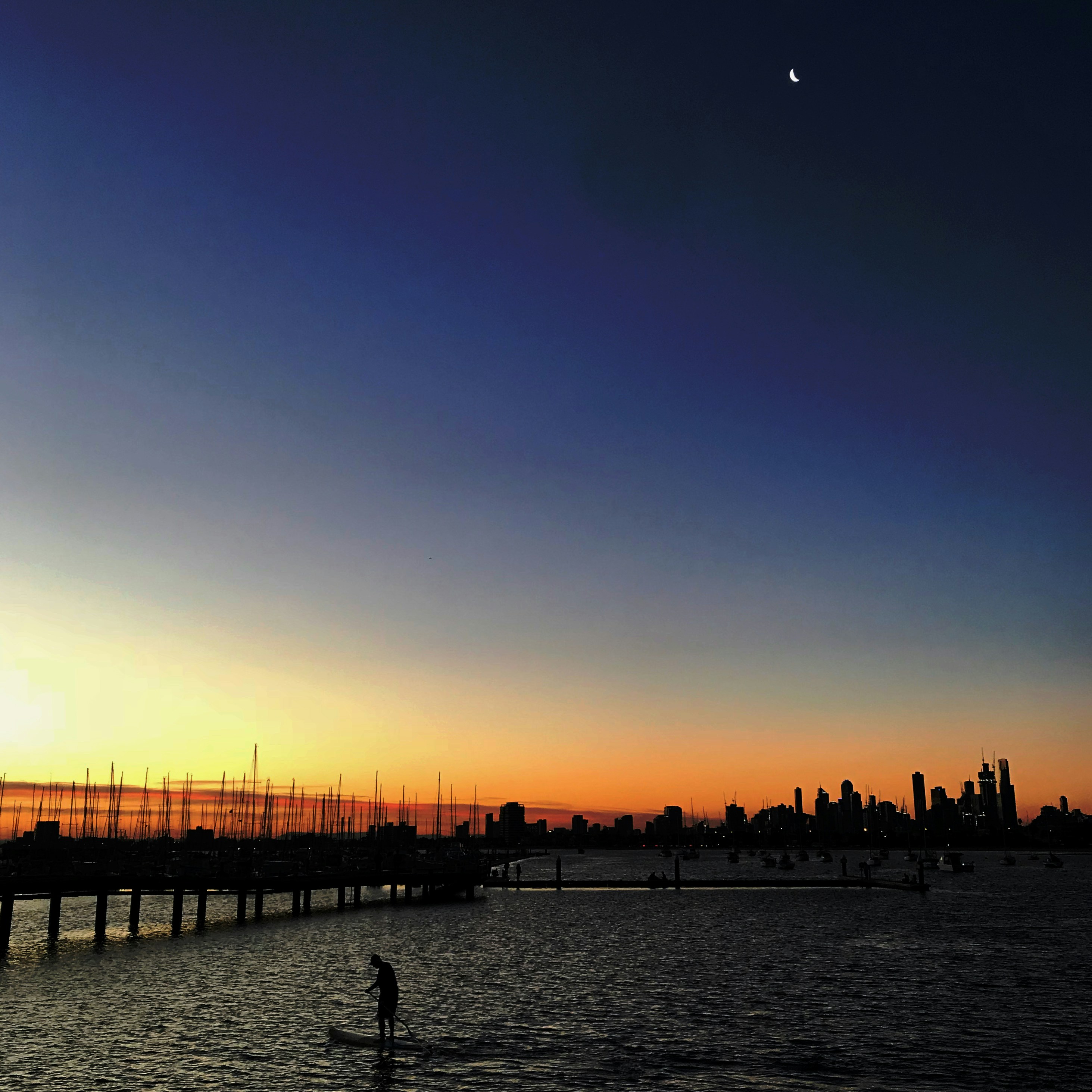 silhouette of city buildings near sea