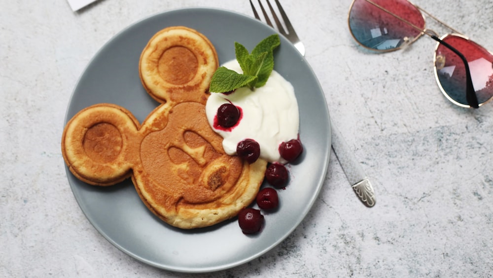 plate of Mickey Mouse pancake