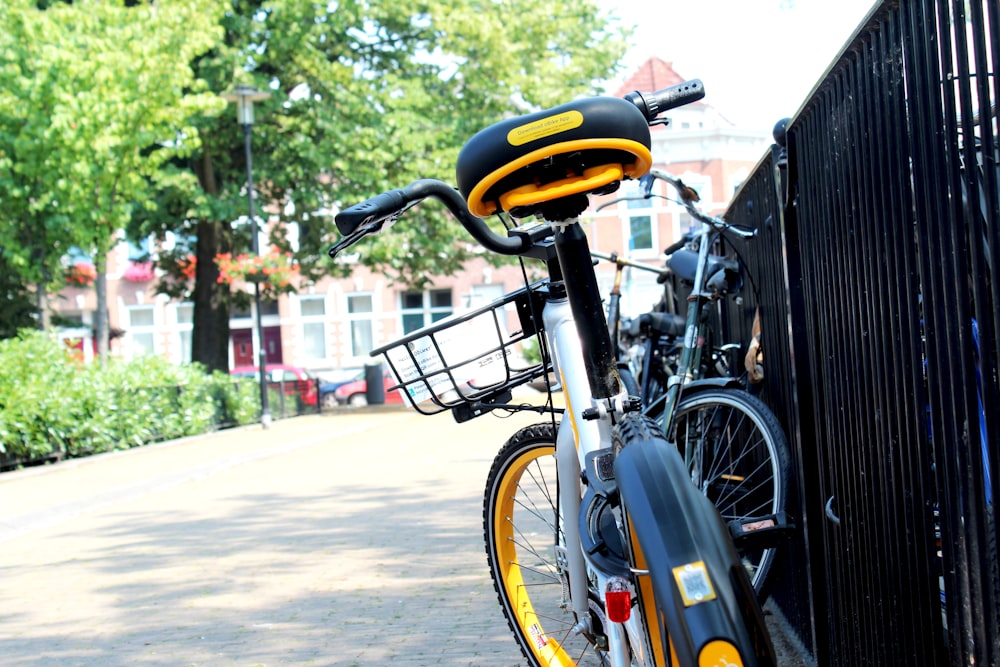 black and yellow bicycle