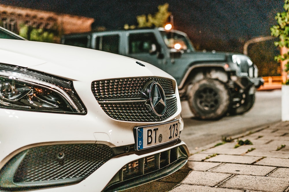 white Mercedes Benz car