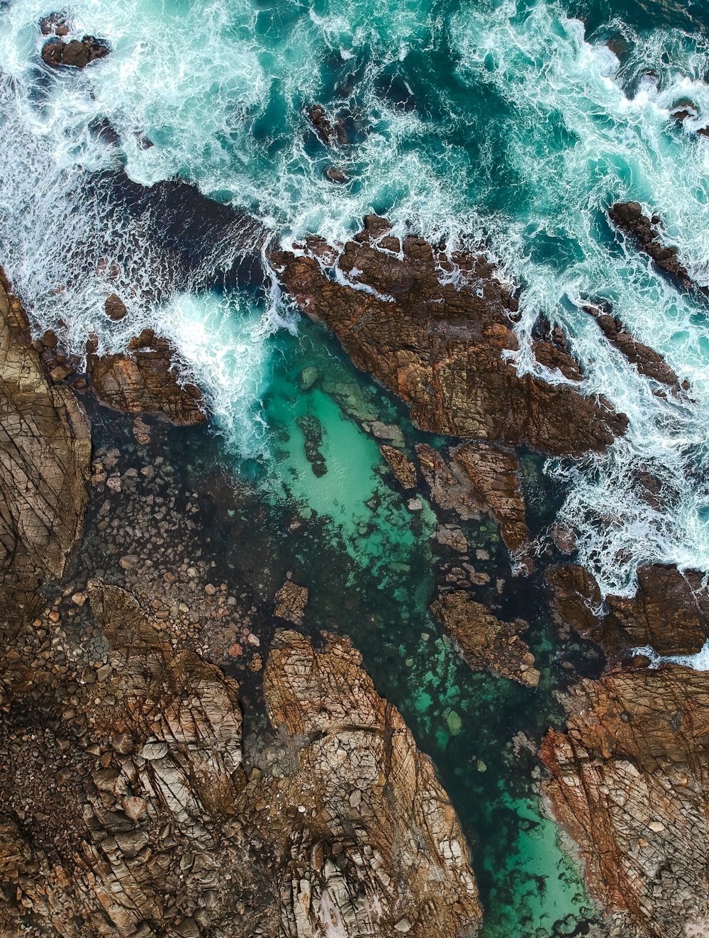 top angle view of green sea waves