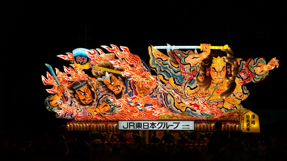 Aomori Nebuta Summer Matsuri featuring signature nebuta lantern floats of mythical and historic characters