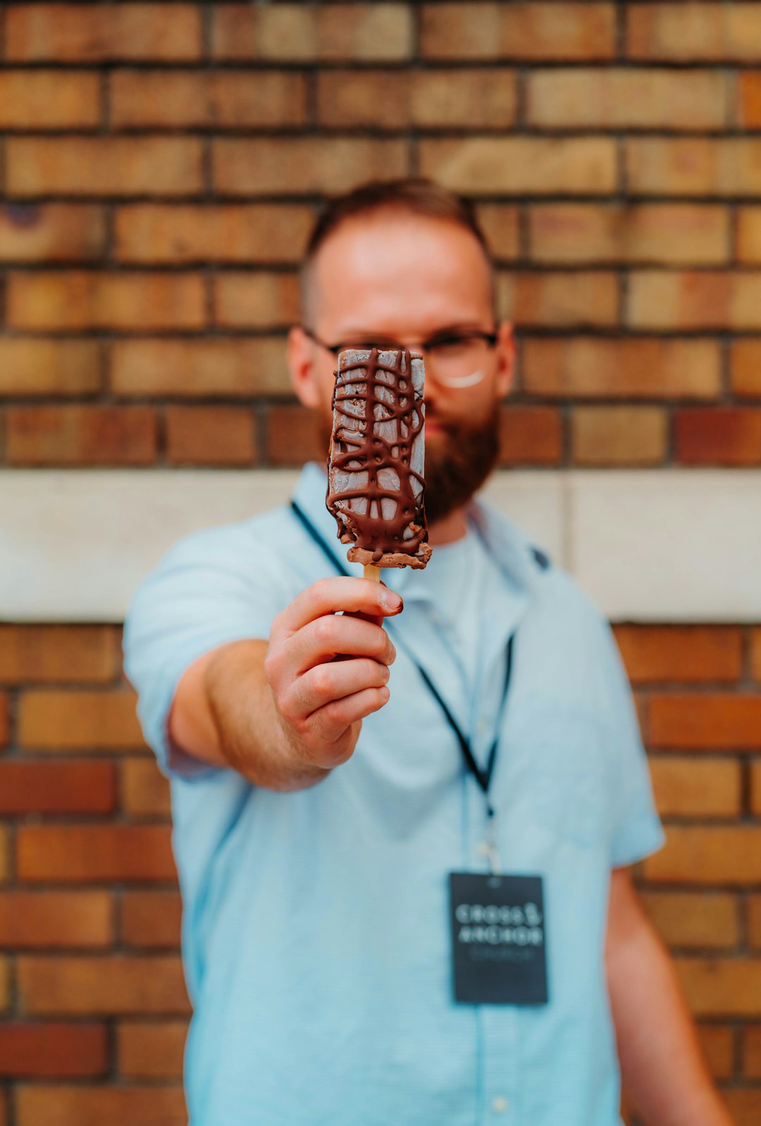 man holding ice cream