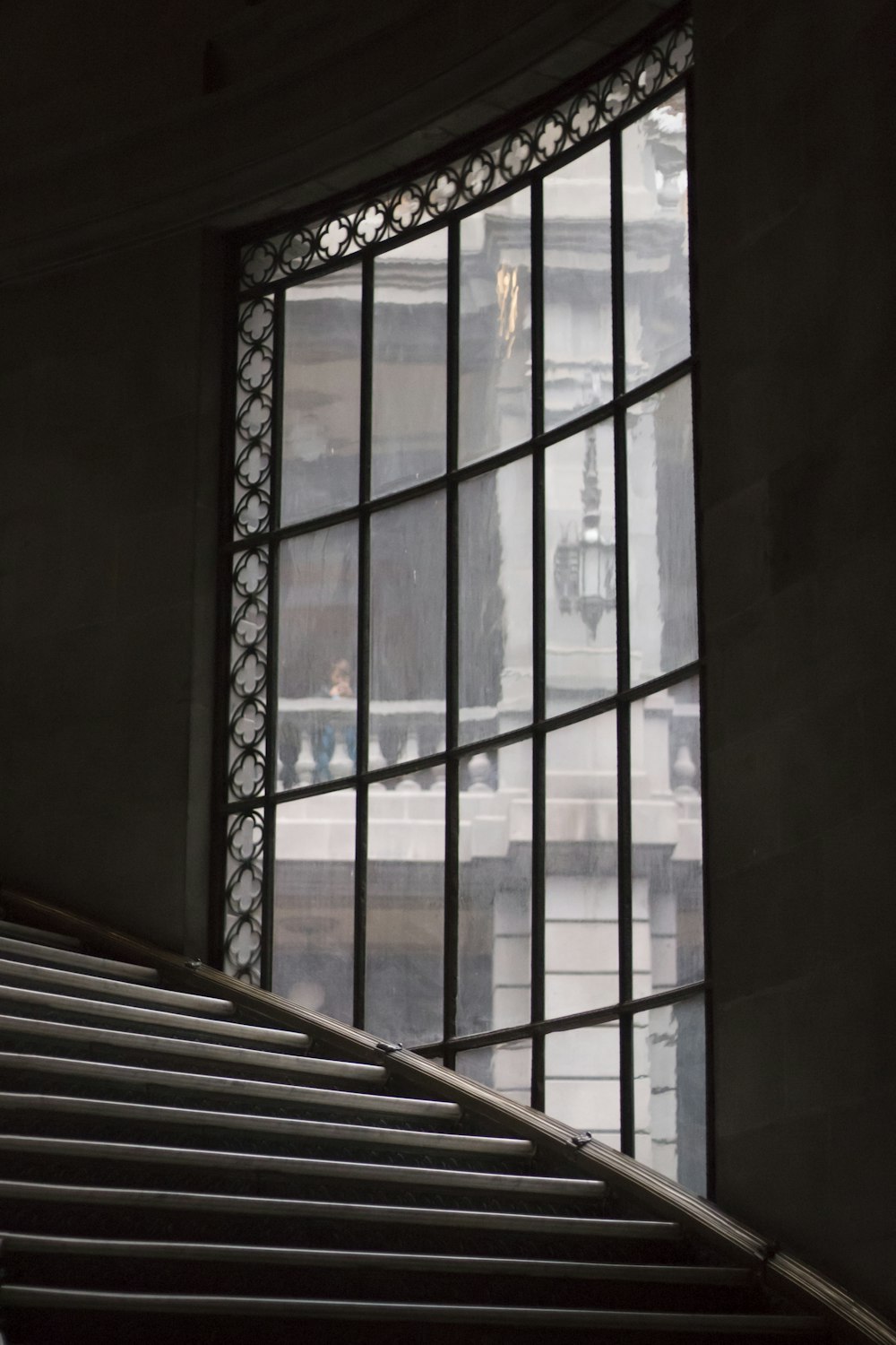 a view of a building through a window