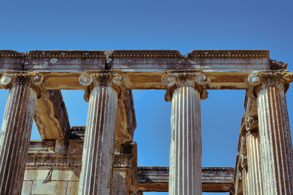 architectural photography of brown monument pillars