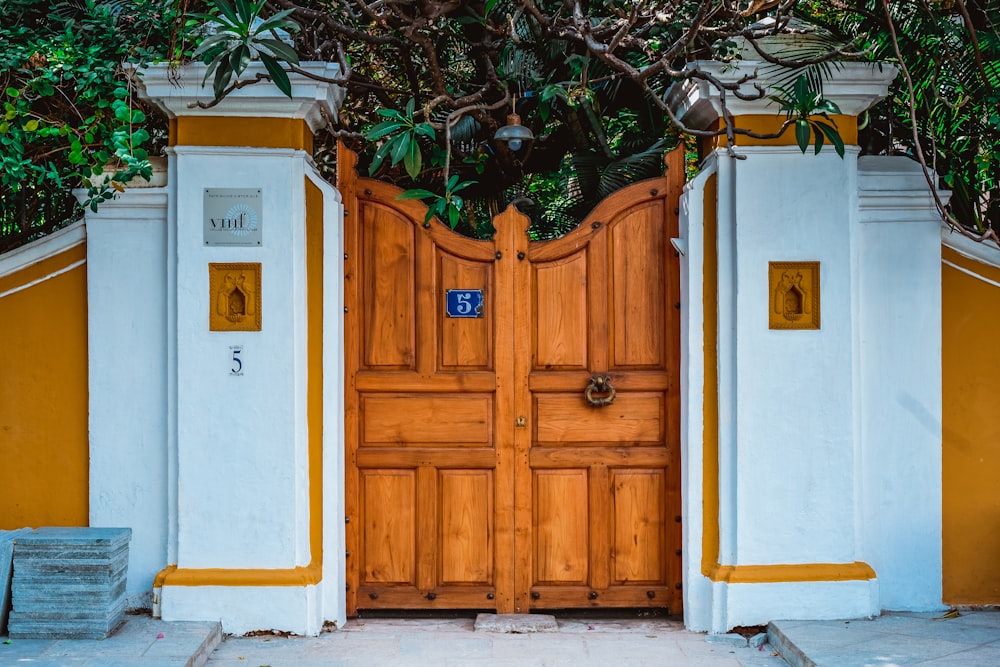 brown wooden door