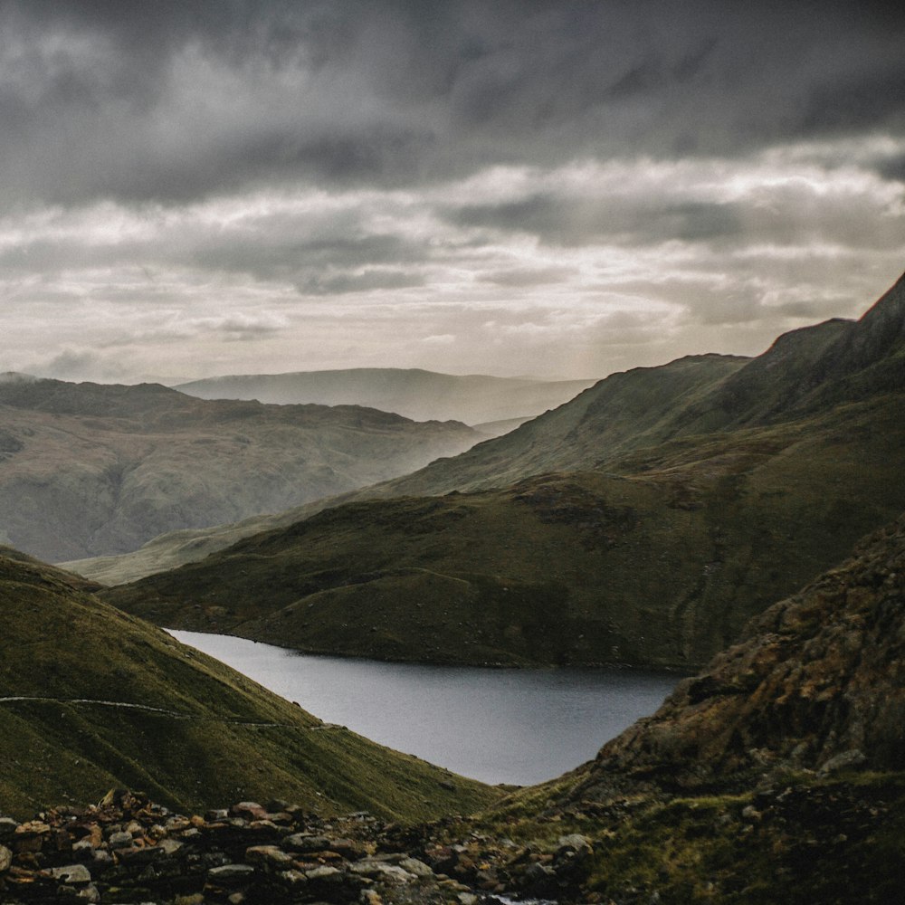 landscape photography of green mountain