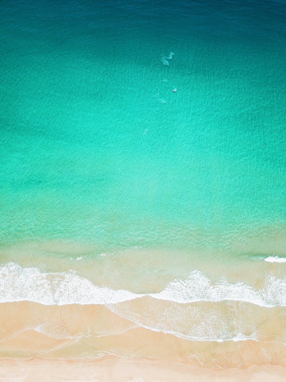 aerial photo of seashore clear green water
