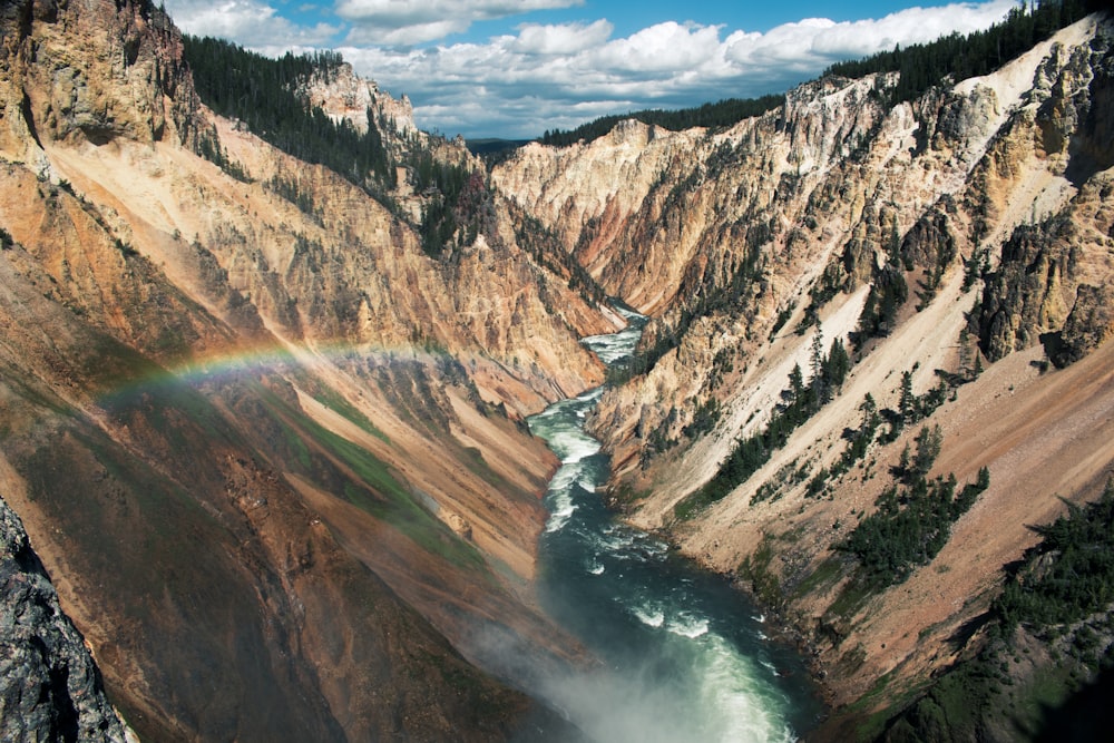 aerial photo of mountain and river