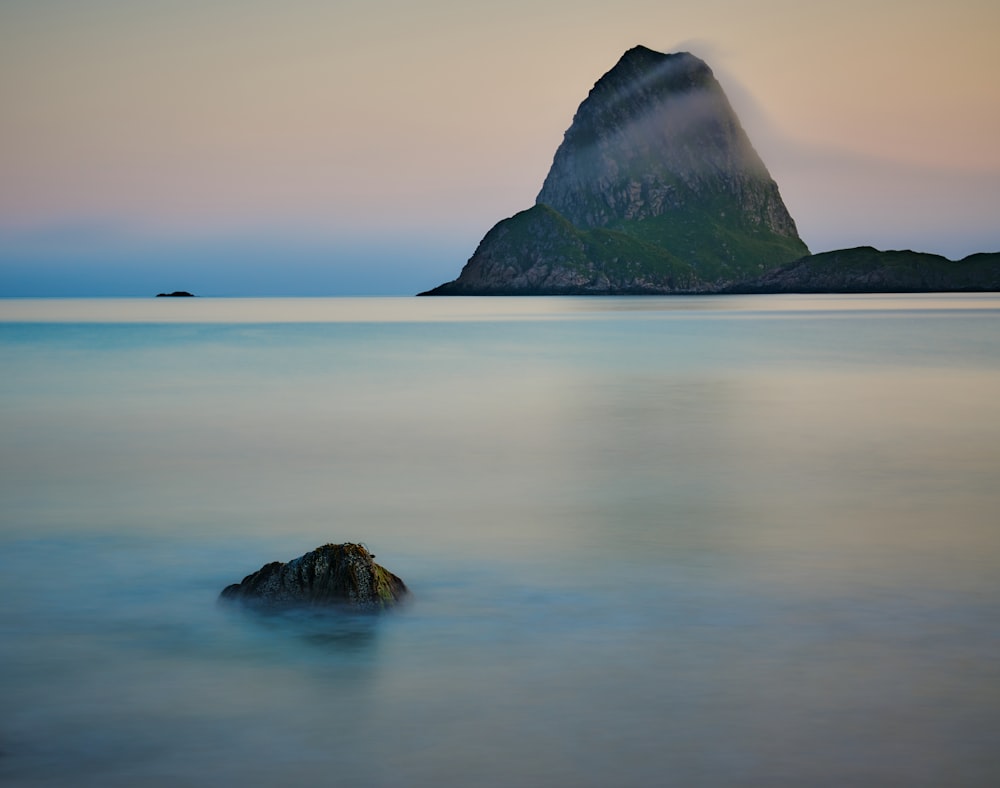 calm sea near island