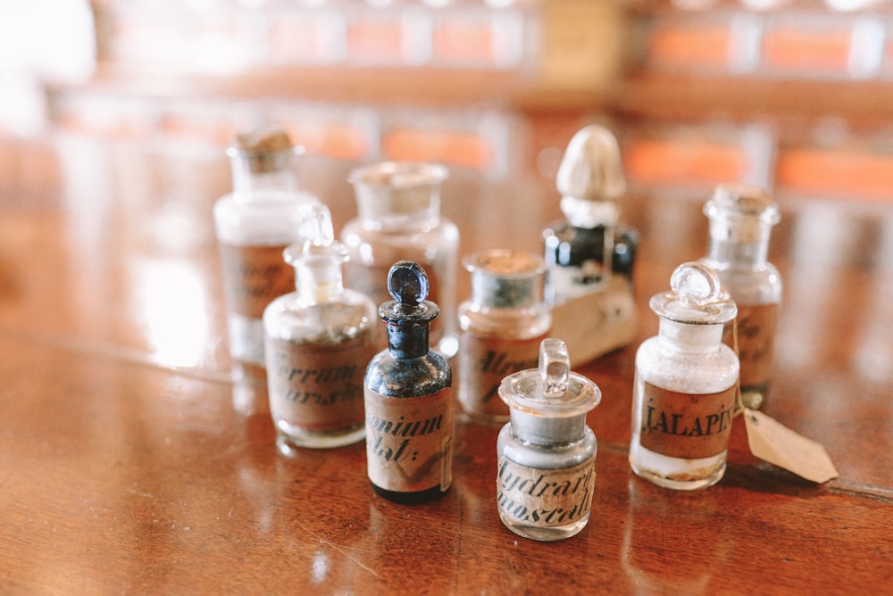 closeup photo of assorted vials